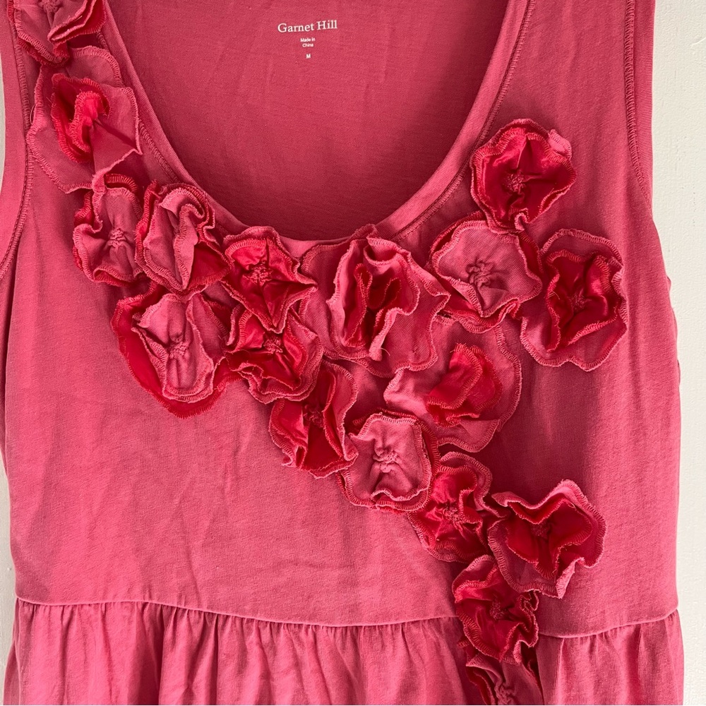 Garnet Hill Womens size medium pink tank dress with floral appliqués - Picture 5 of 8